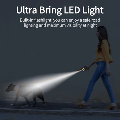 5M Automatic Retractable Dog Leash with LED Light - Stylish and Functional Flexi Lead for Dogs and Puppies