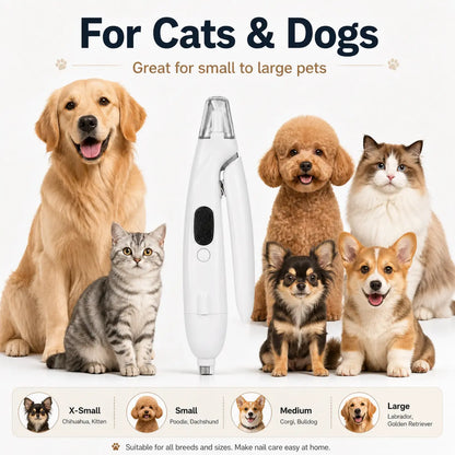 Professional Pet Nail Clipper with Catcher and Grinder, LED Rechargeable 2-in-1 Nail Trimmer for Dogs and Cats of All Sizes