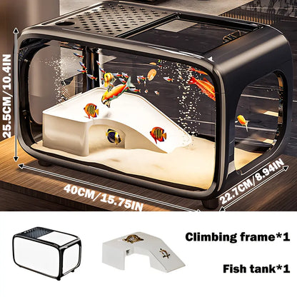 Extra-Large Panoramic Ecological Fish Tank for Home and Office Decor, Available in Multiple Colors