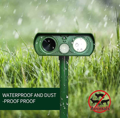 Solar-Powered Ultrasonic Animal Repeller for Dogs and Cats, Waterproof Design