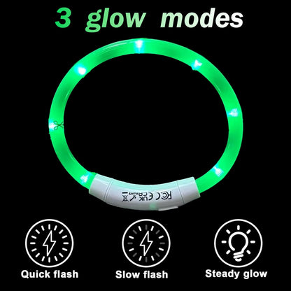 LED Rechargeable Pet Collar - Light-Up Dog and Cat Collar for Christmas Decoration and Gifting