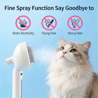 Enhanced Steam Pet Grooming Brush, 3-in-1 Self-Cleaning Spray Tool for Cats and Dogs, Safe Deshedding and Grooming Solution for Long and Short-Haired Pets